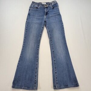 FRAME Le High Flare Jeans Womens 24 Blue Redgrave Silver Foil Metallic Waist